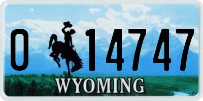 WY license plate 014747