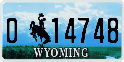 WY license plate 014748