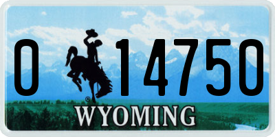 WY license plate 014750