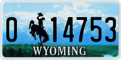 WY license plate 014753