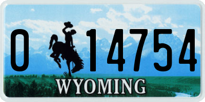 WY license plate 014754