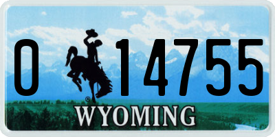WY license plate 014755