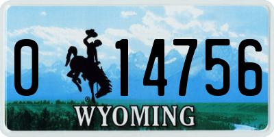 WY license plate 014756