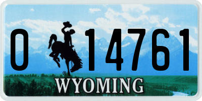 WY license plate 014761
