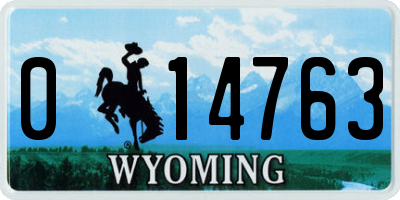 WY license plate 014763