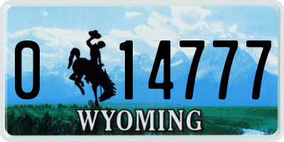 WY license plate 014777