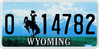 WY license plate 014782