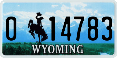 WY license plate 014783
