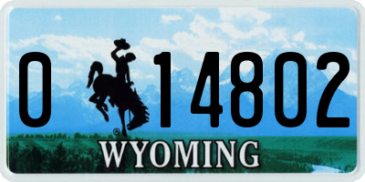 WY license plate 014802