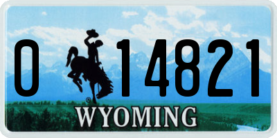 WY license plate 014821