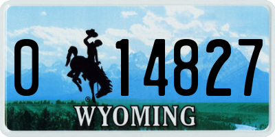 WY license plate 014827