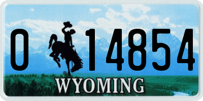 WY license plate 014854