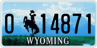 WY license plate 014871