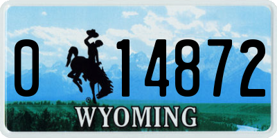 WY license plate 014872