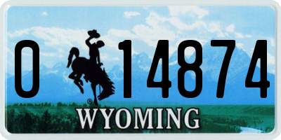 WY license plate 014874