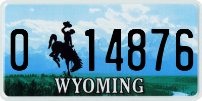 WY license plate 014876