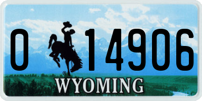 WY license plate 014906