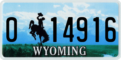 WY license plate 014916