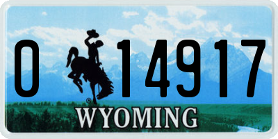 WY license plate 014917
