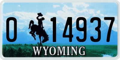 WY license plate 014937