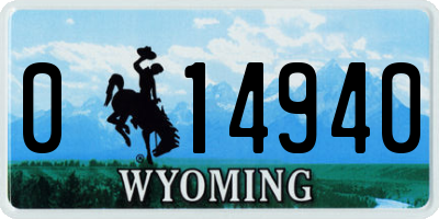 WY license plate 014940