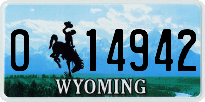 WY license plate 014942