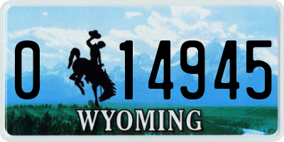 WY license plate 014945