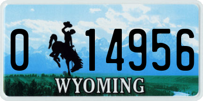 WY license plate 014956