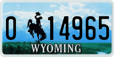 WY license plate 014965