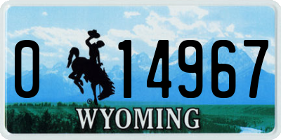 WY license plate 014967