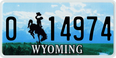 WY license plate 014974