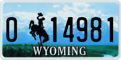WY license plate 014981