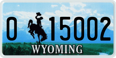 WY license plate 015002