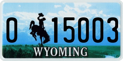 WY license plate 015003