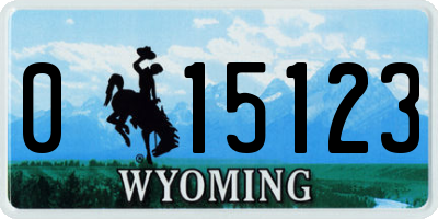 WY license plate 015123