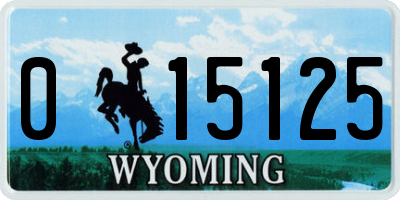 WY license plate 015125