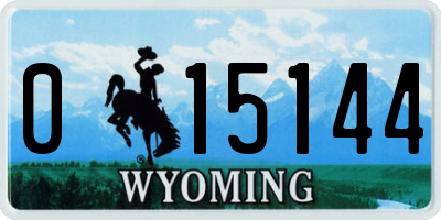 WY license plate 015144