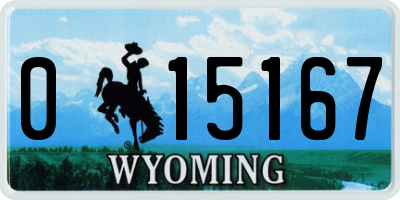 WY license plate 015167