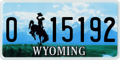 WY license plate 015192