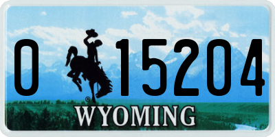 WY license plate 015204