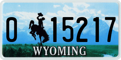 WY license plate 015217