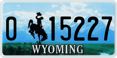 WY license plate 015227