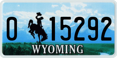 WY license plate 015292