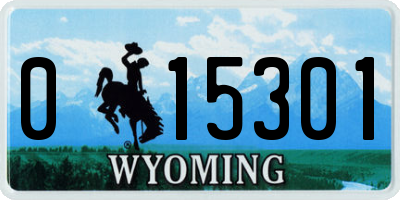 WY license plate 015301