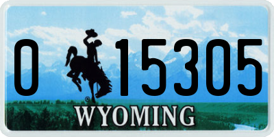 WY license plate 015305