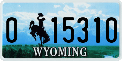 WY license plate 015310