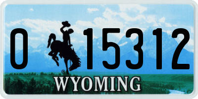 WY license plate 015312