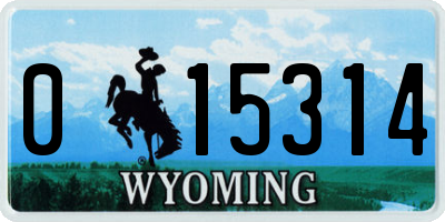 WY license plate 015314