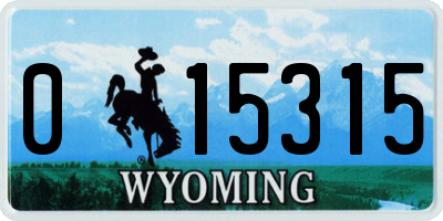 WY license plate 015315