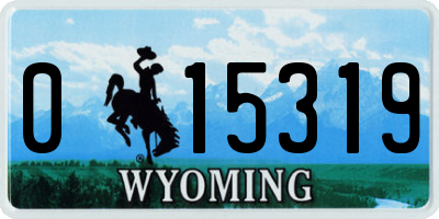 WY license plate 015319